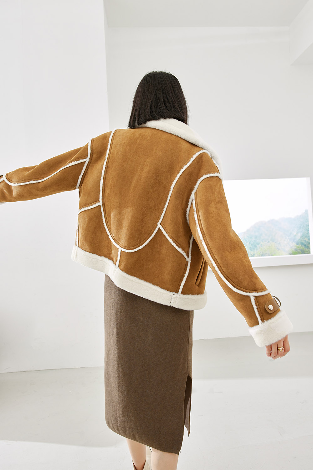 Leather and fur jacket-VIMLYSTORE