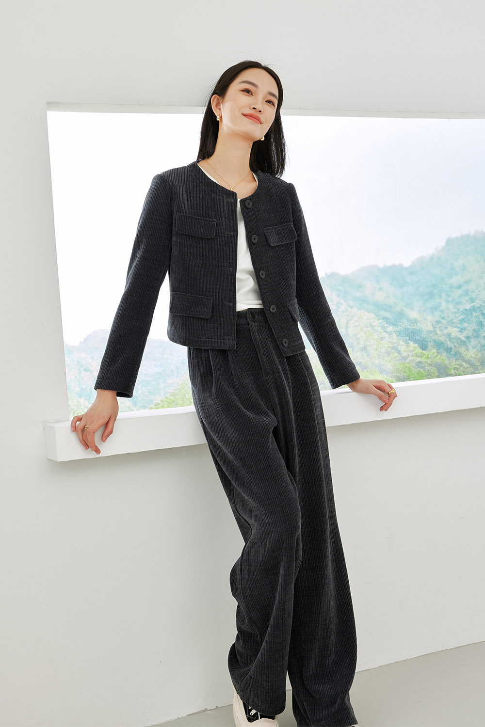 Fashionable Corduroy Two-Piece Set-VIMLYSTORE