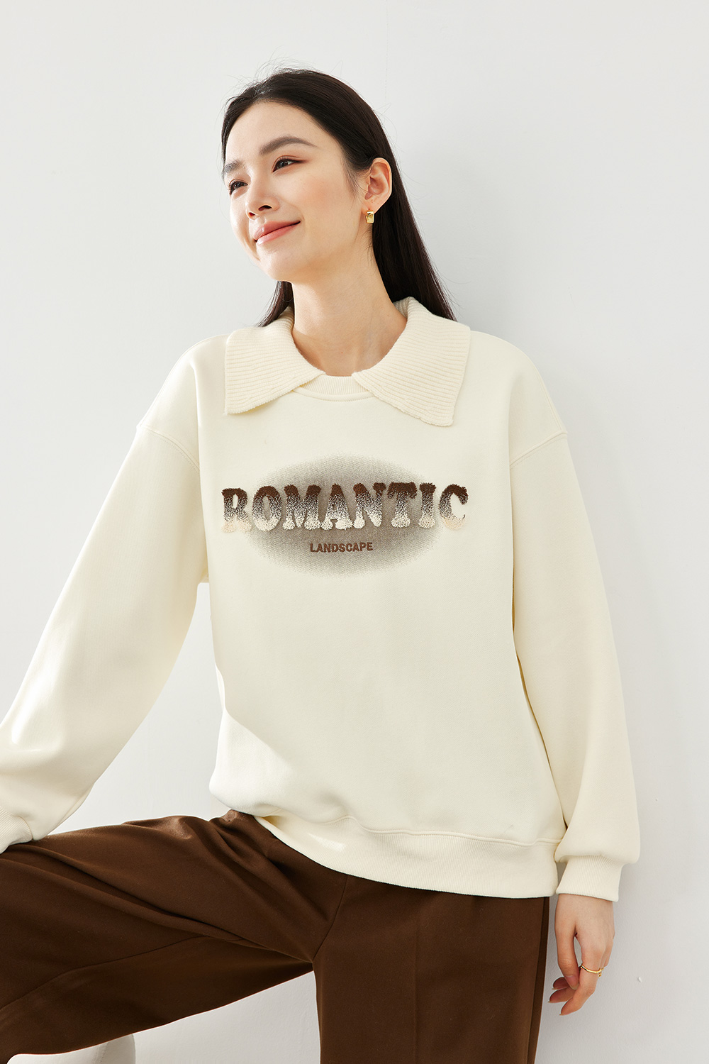 Fake two pieces casual sweater