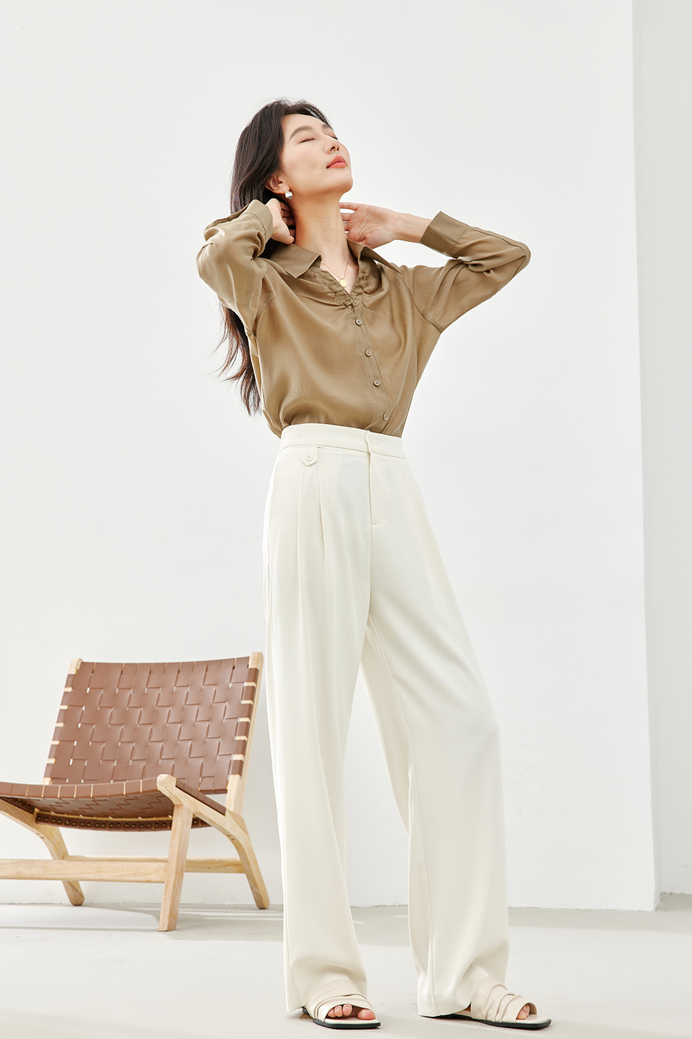 Lapel V-neck combination shirt
