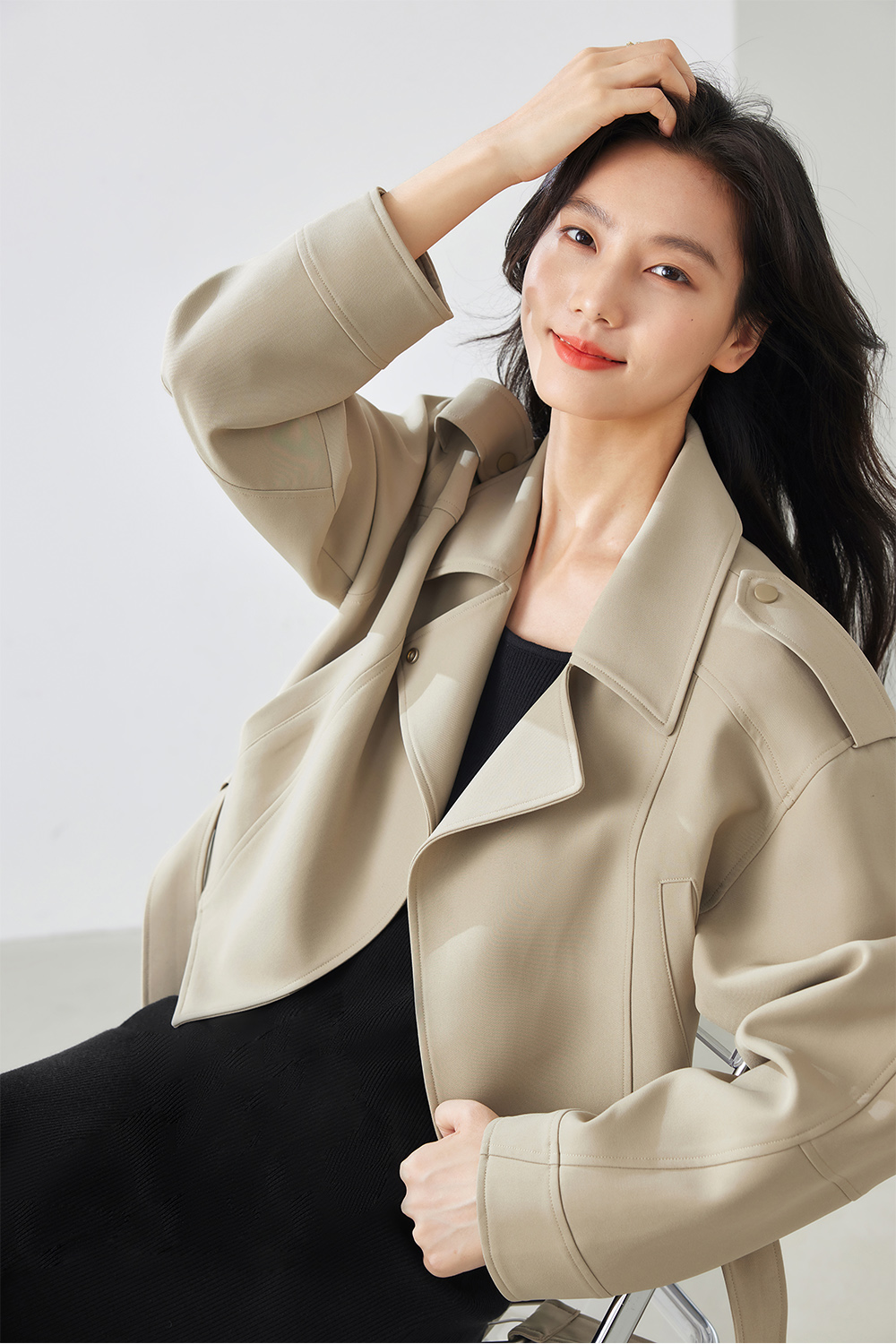 Big Lapel Elegant Windbreaker-VIMLYSTORE