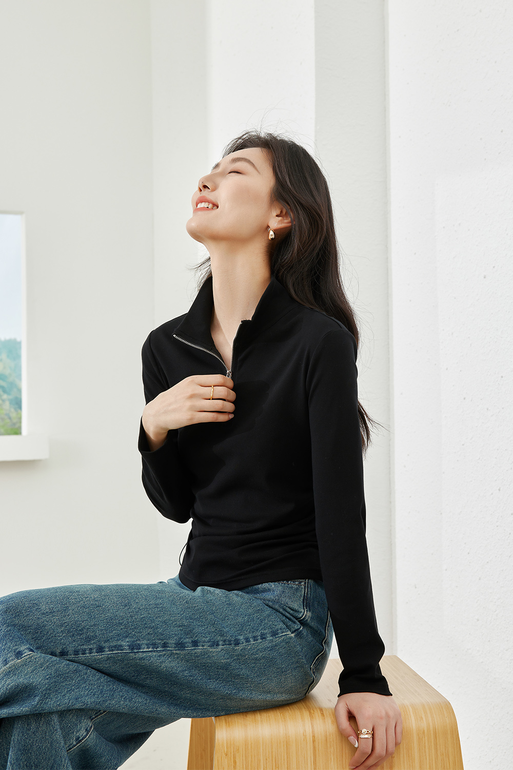 Casual Half-Zip T-Shirt