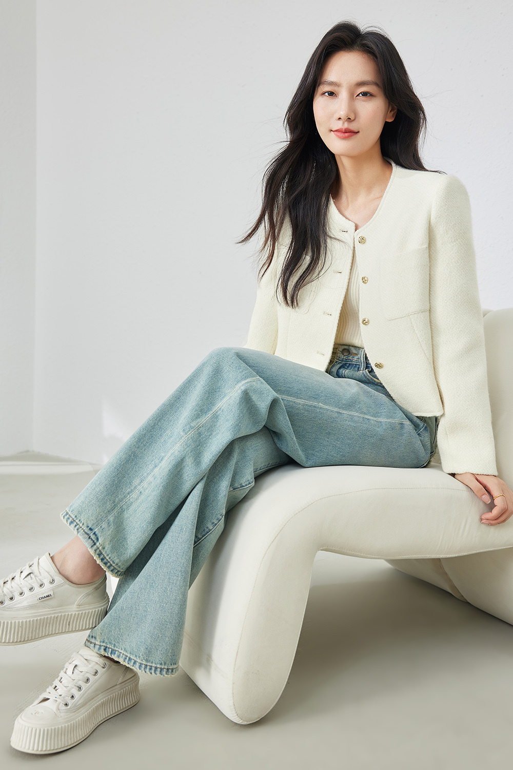 Round Neck Office Short Jacket