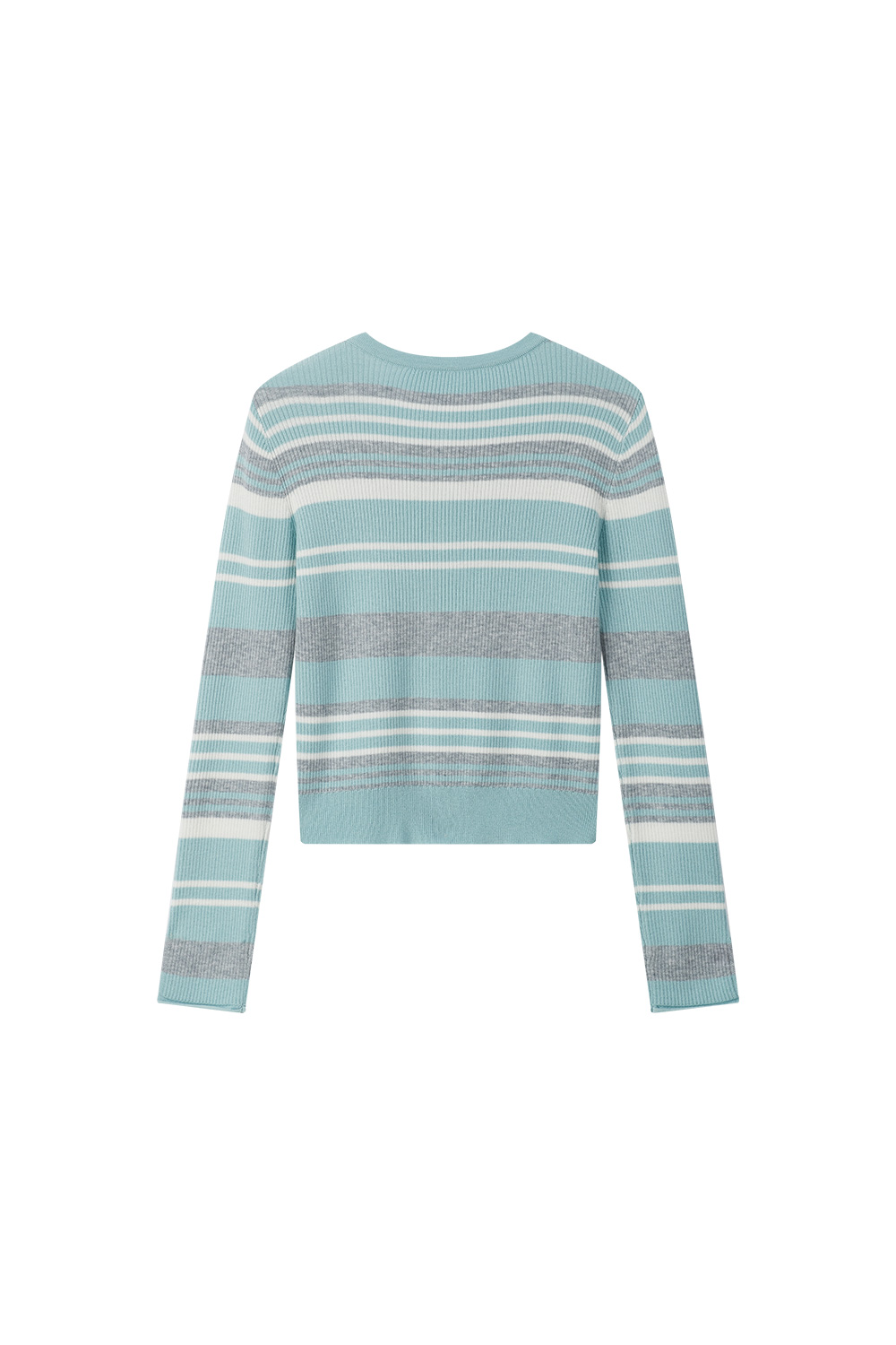 Round Neck Striped Knit Sweater-VIMLYSTORE