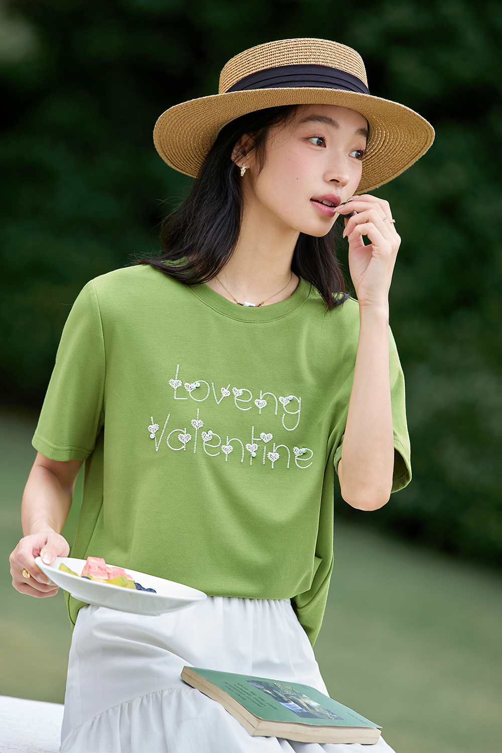 3D Letter Embroidery Short-Sleeve Tee-VIMLYSTORE