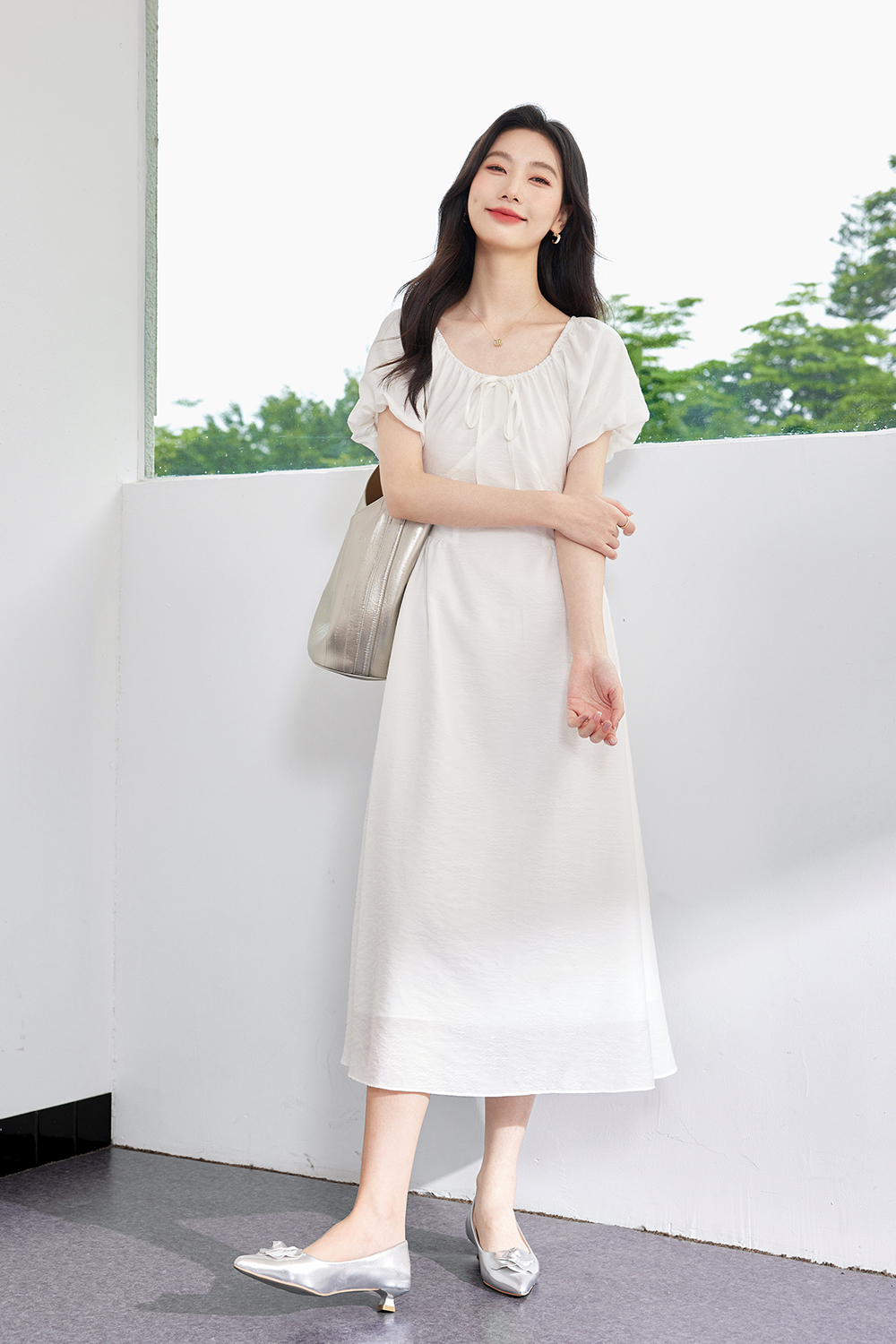 French Temperament Elegant Little White Dress