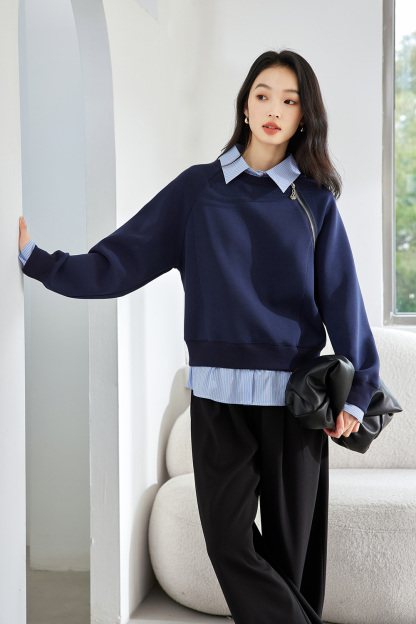 School style spliced sweatshirt