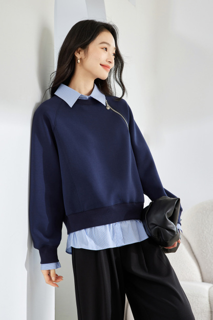 School style spliced sweatshirt