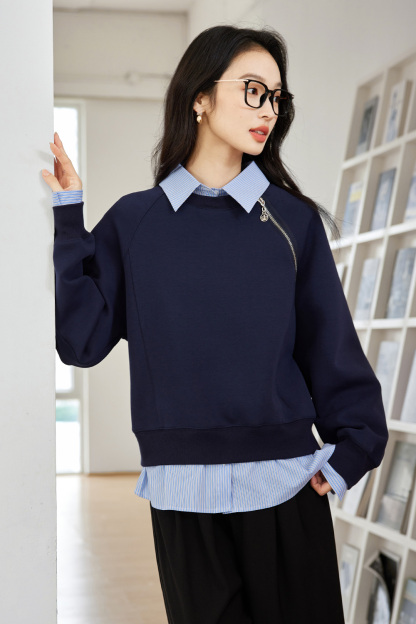 School style spliced sweatshirt