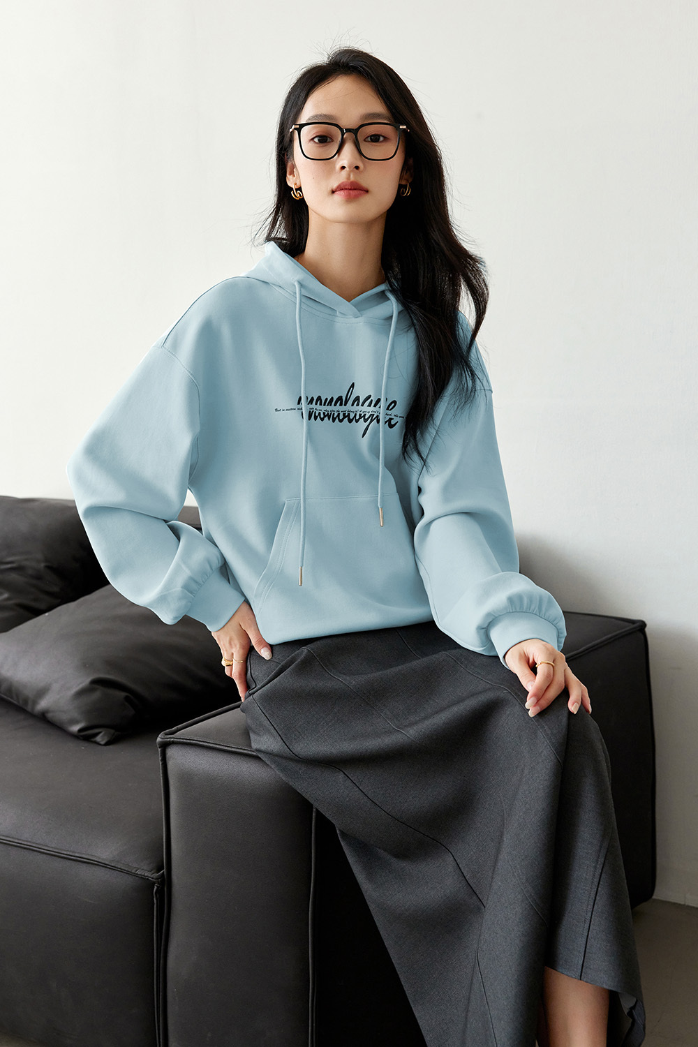 Letter American style hooded sweatshirt