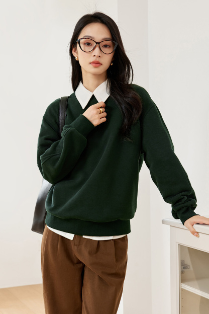 Casual Solid Color Warm Sweatshirt