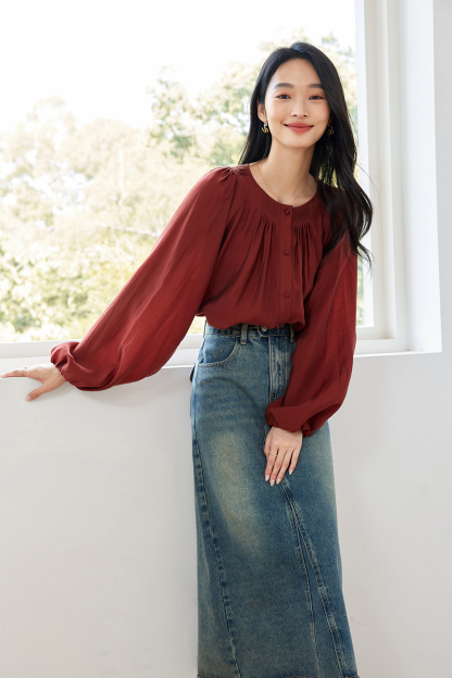 French Round Neck Lyocell Shirt