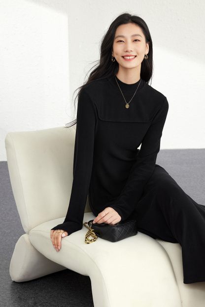 Inner waist-cinched knitted dress