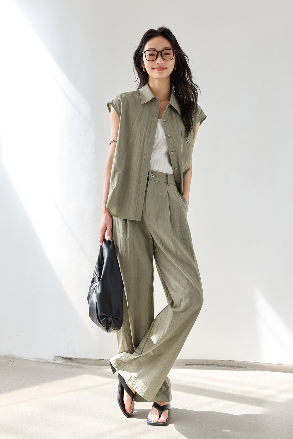 Fashionable Wide-Leg Palazzo Pants Set