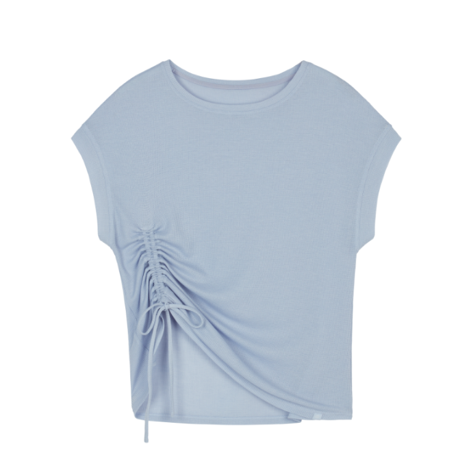 (NA261SD3306)Waffle Drawstring Short Sleeve Tee