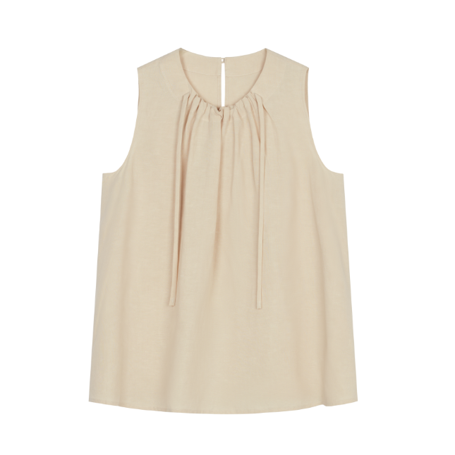 (NW261WB3209)Tencel Linen Round Neck Tank