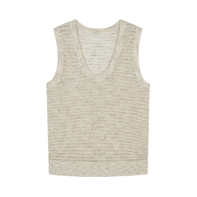 (NW261WB3210)Linen Pointelle Vest