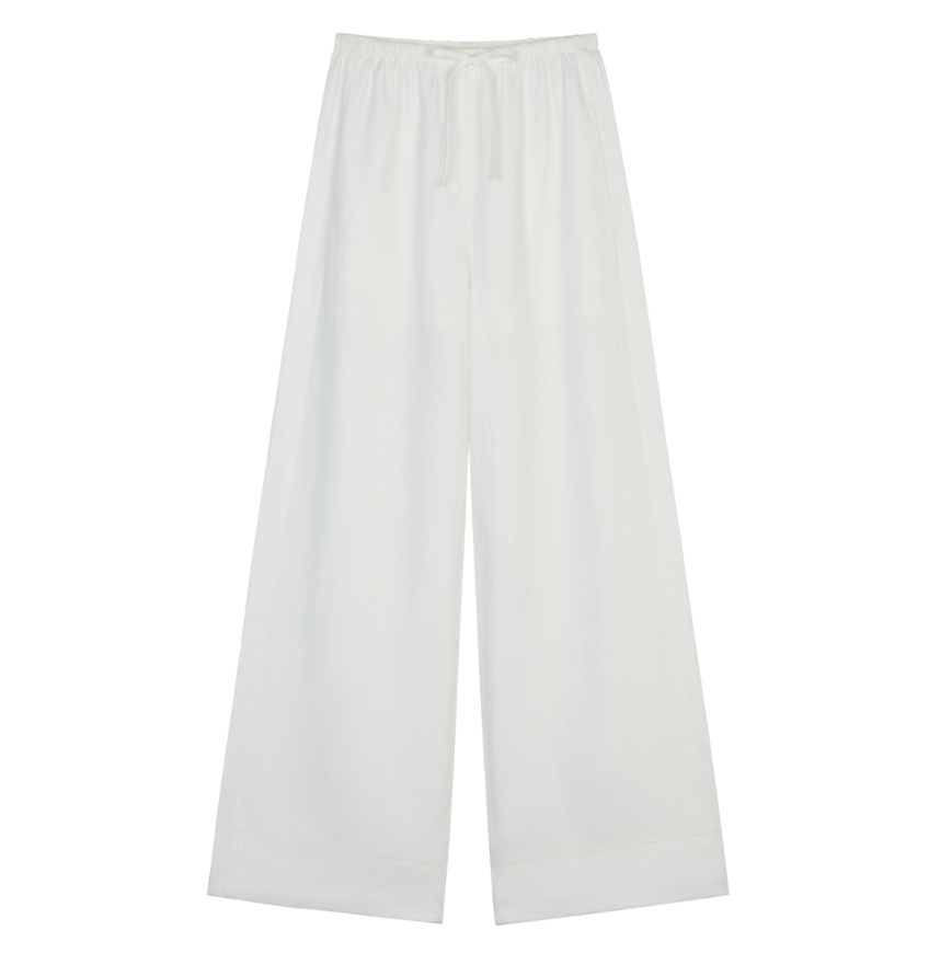 (NW261WB4118)Linen Drawstring Wide Leg Pants