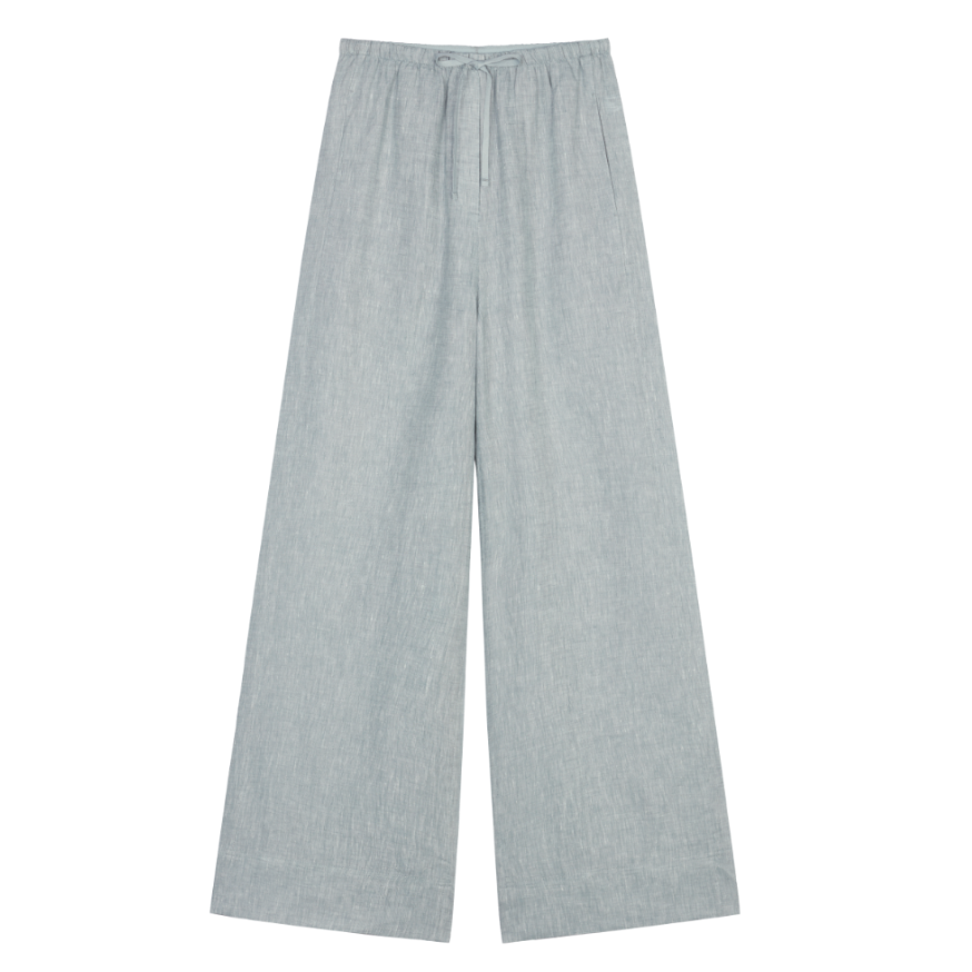 (NW261WB4120)Linen Drawstring Wide Leg Pants