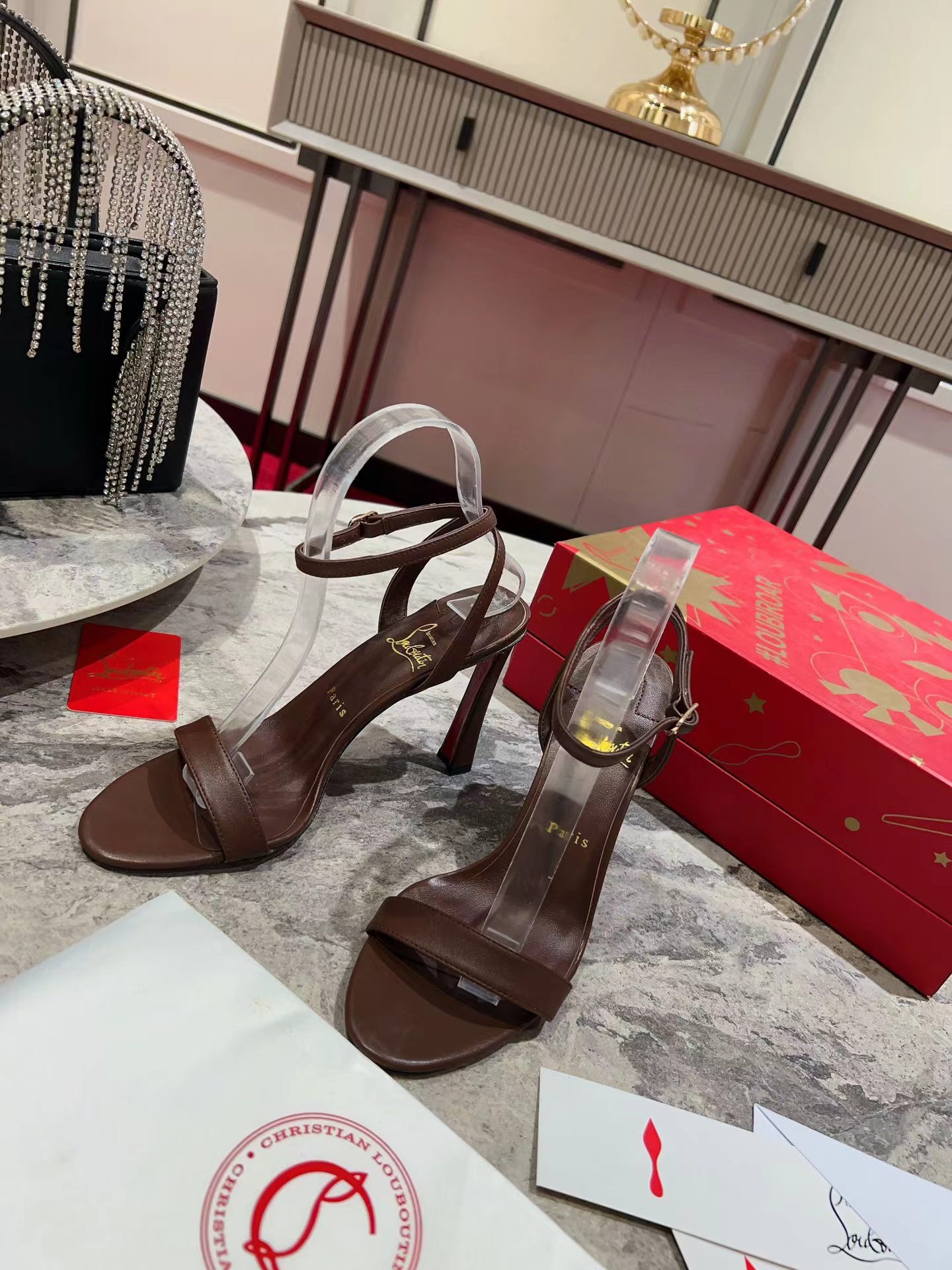 Condora Queen 100 mm Sandals Nappa Leather Coffee Color