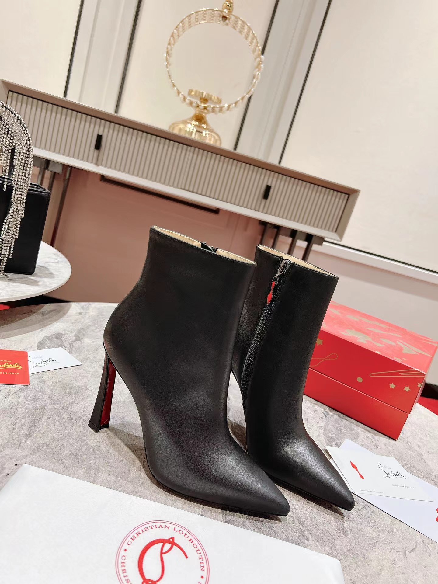 Condora Booty 100 mm Calf Leather Black