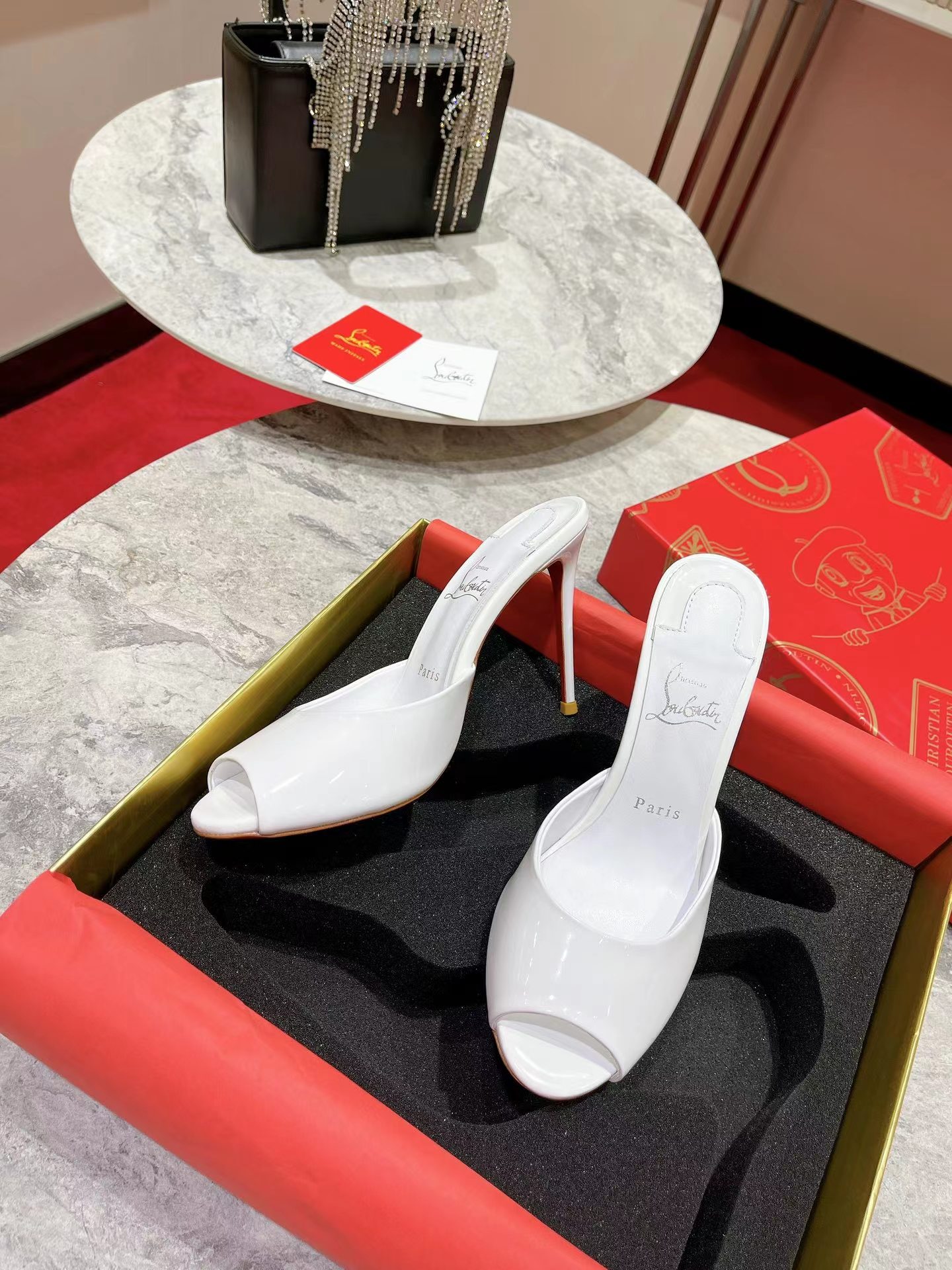 Me Dolly 100 mm Mules Patent Calf Bianco