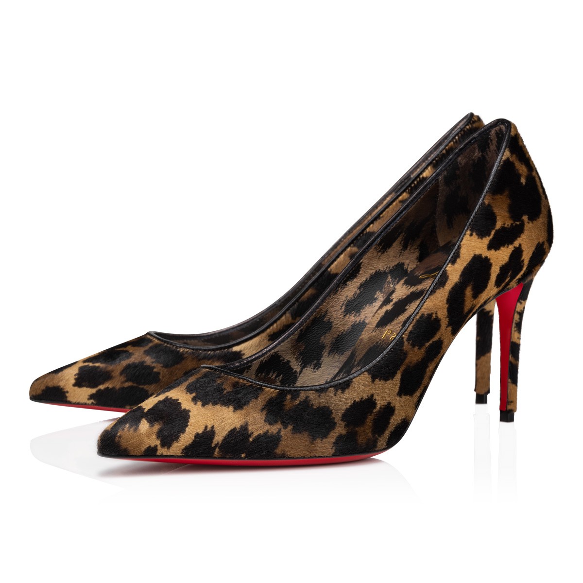 Kate 85 mm Brown Calf Leather Pony Kitty Print Pumps
