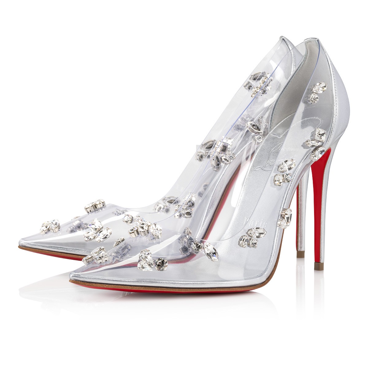 Degraqueen Pump 100 mm PVC and Iridescent Nappa Leather Silver Pumps