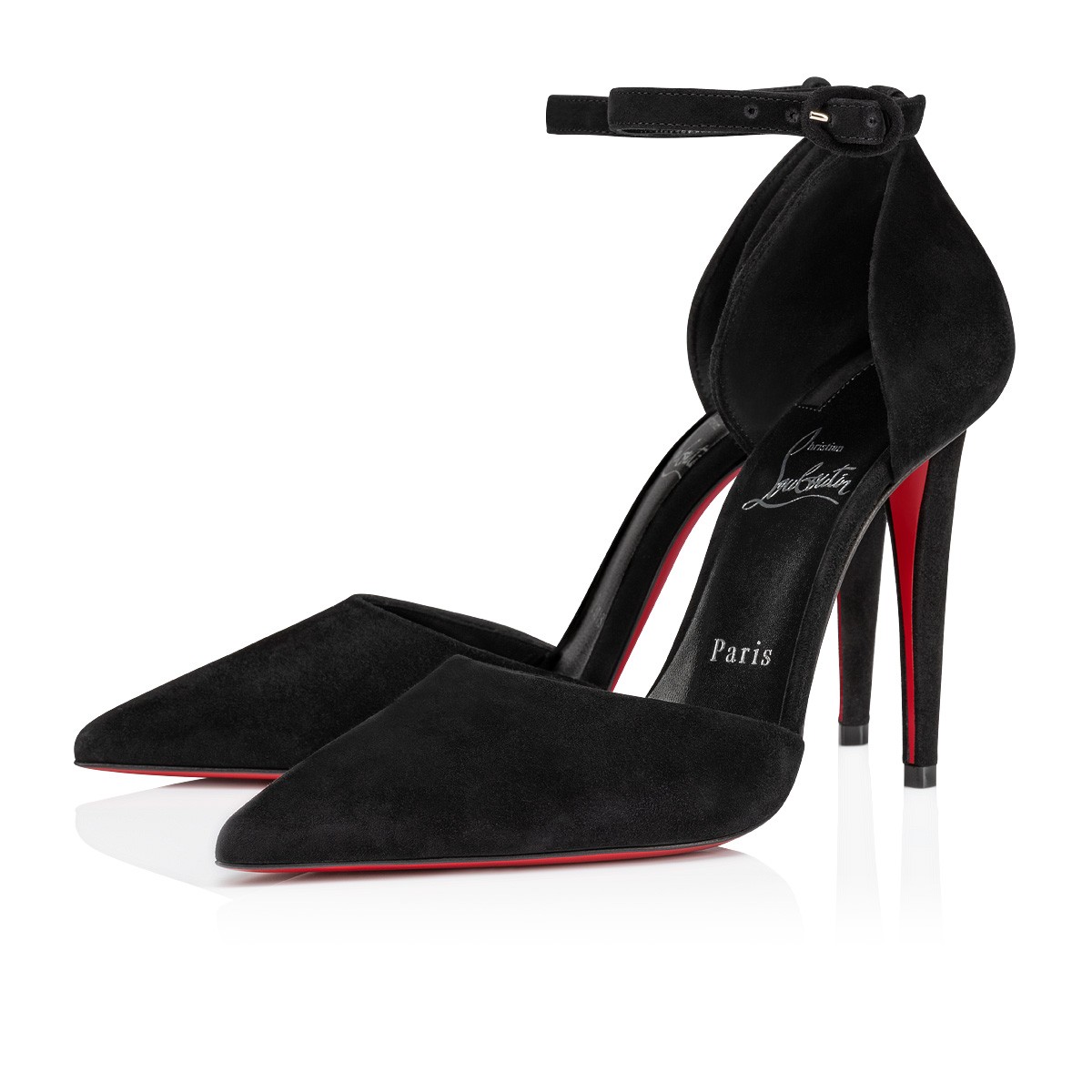 Astrida Bride 100 mm Strappy Veau Velours Black Pumps