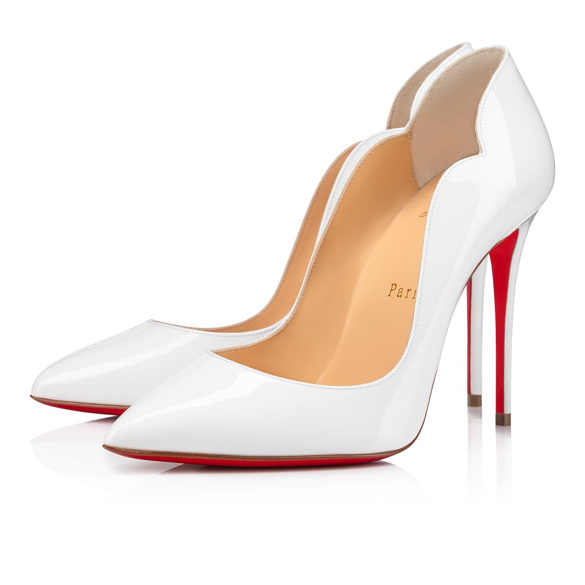 Hot Chick Alta 120 mm Bianco Patent Leather Pumps
