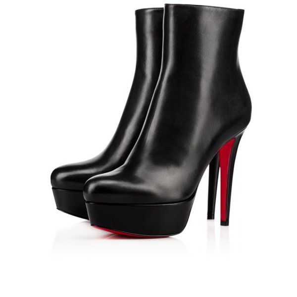 Spikita Booty Bianca 120 mm Black Calfskin Leather Ankle Boots
