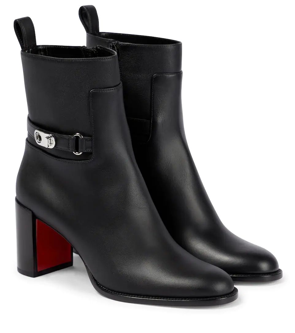 Ankle Boots Lock Booty 70 mm Black Calfskin Leather
