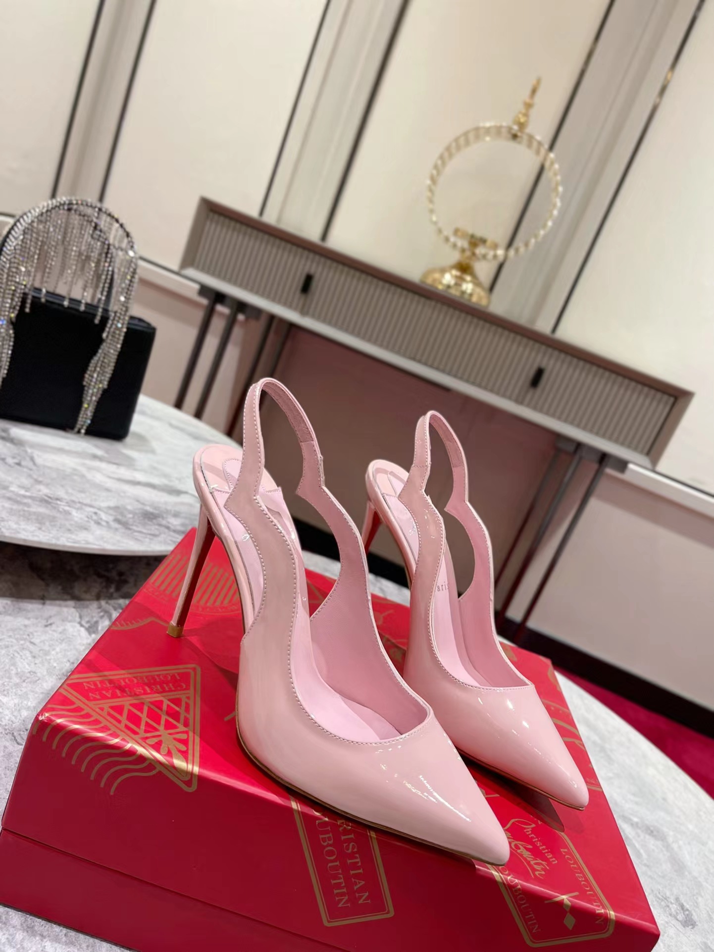 Hot Chick Sling 100 mm Pink Patent Leather