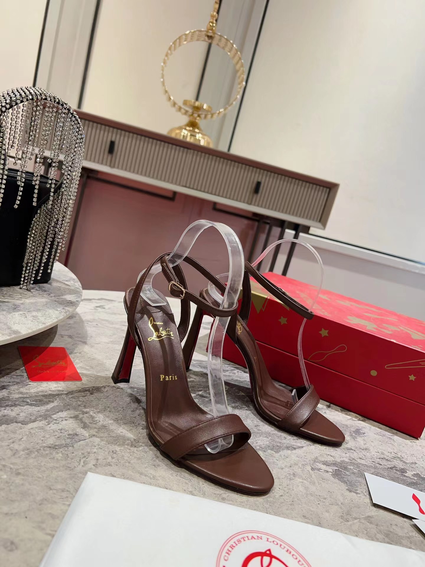 Condora Queen 100 mm Sandals Nappa Leather Coffee Color