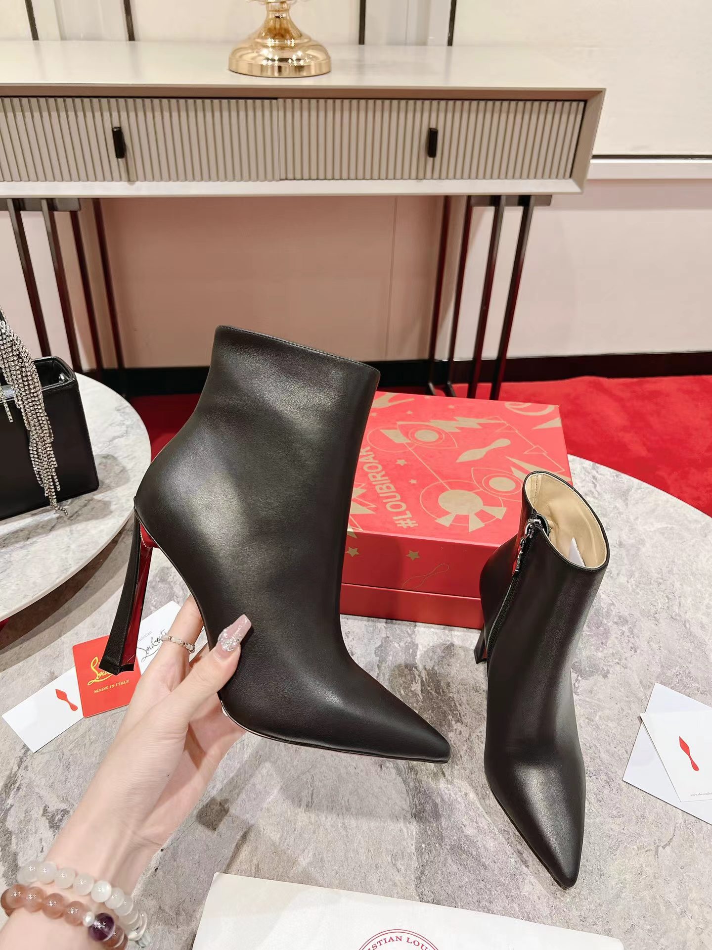 Condora Booty 100 mm Calf Leather Black