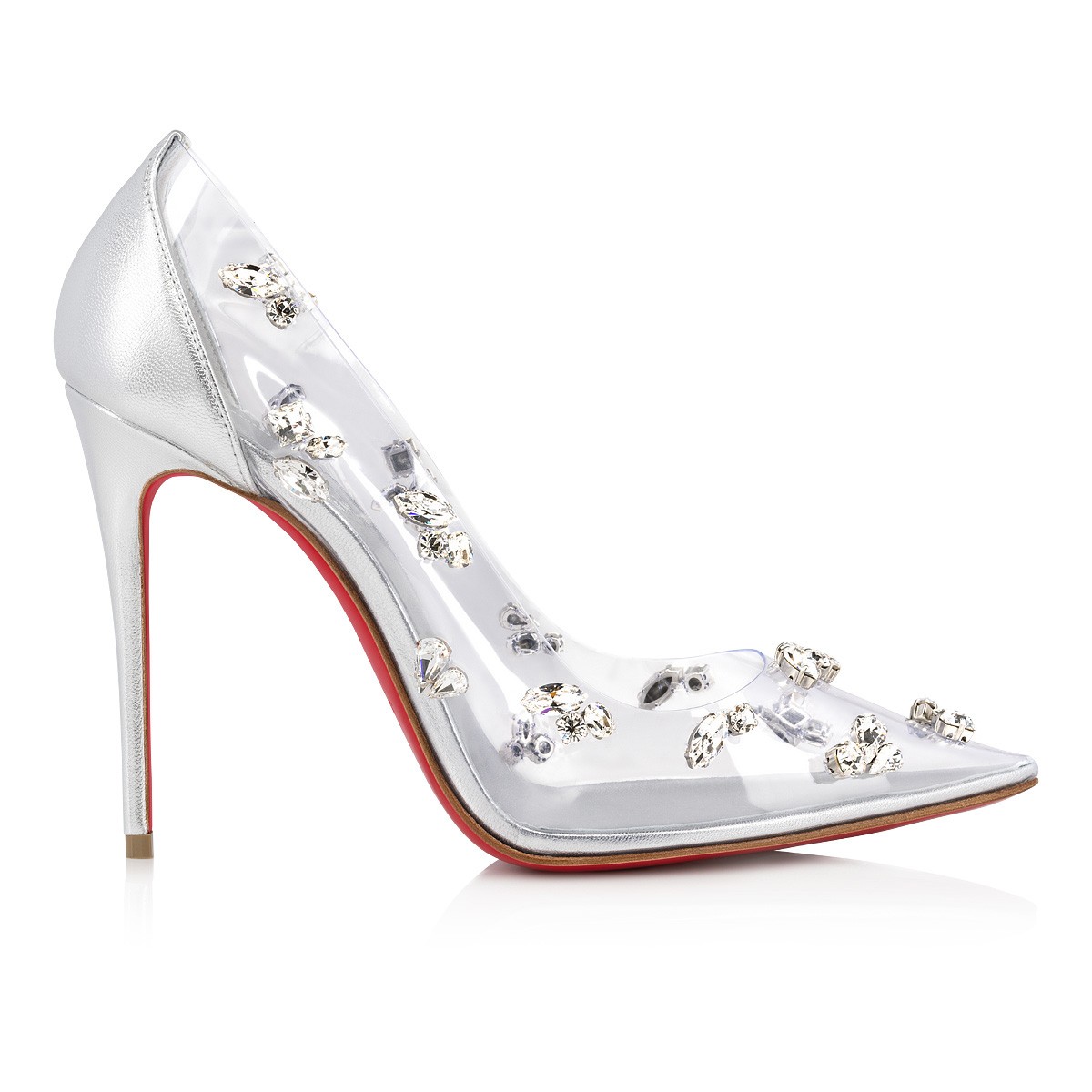 Degraqueen Pump 100 mm PVC and Iridescent Nappa Leather Silver Pumps