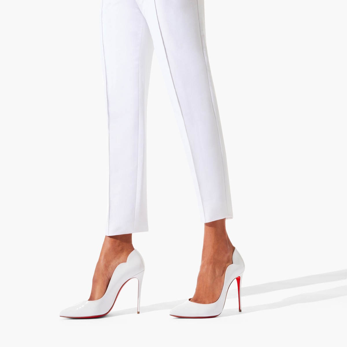 Hot Chick Alta 120 mm Bianco Patent Leather Pumps