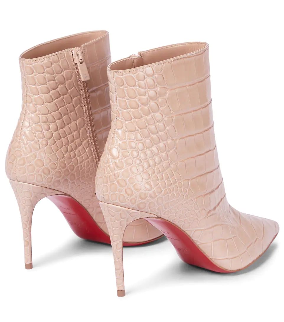 Ankle Boots Croc-Effect 100 mm Pink Calfskin Leather