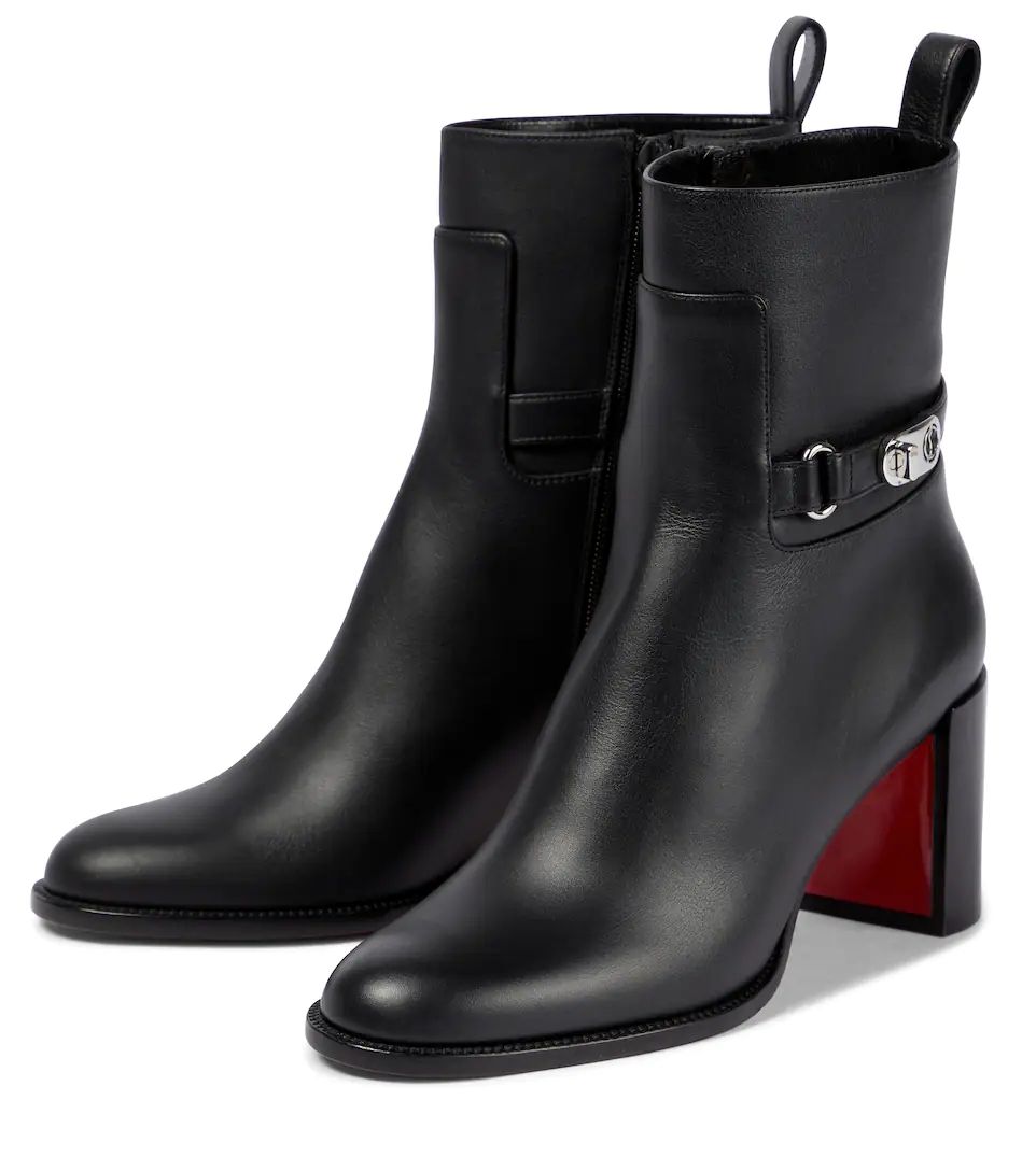 Ankle Boots Lock Booty 70 mm Black Calfskin Leather