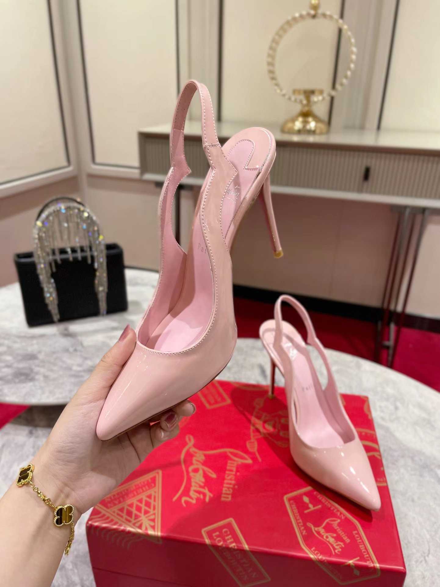 Hot Chick Sling 100 mm Pink Patent Leather