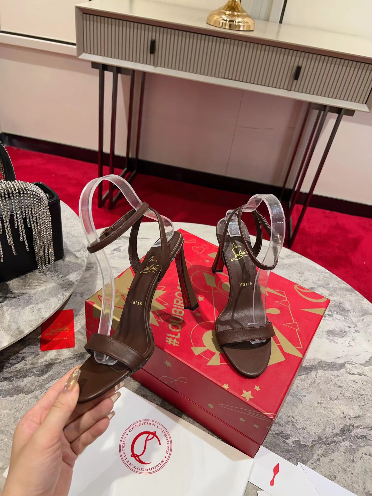 Condora Queen 100 mm Sandals Nappa Leather Coffee Color