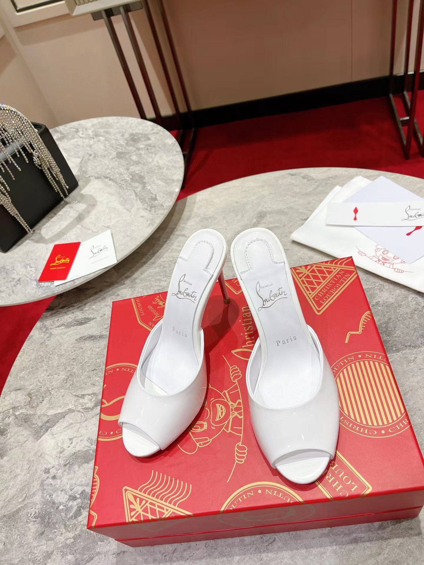Me Dolly 100 mm Mules Patent Calf Bianco