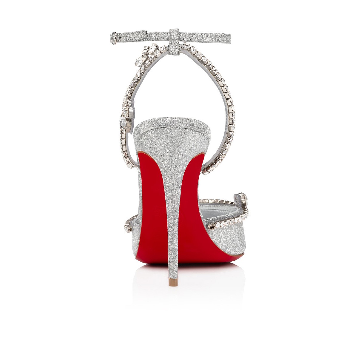 Marykate Queen 100 mm Glittered Calf Leather and PVC Silver Pumps