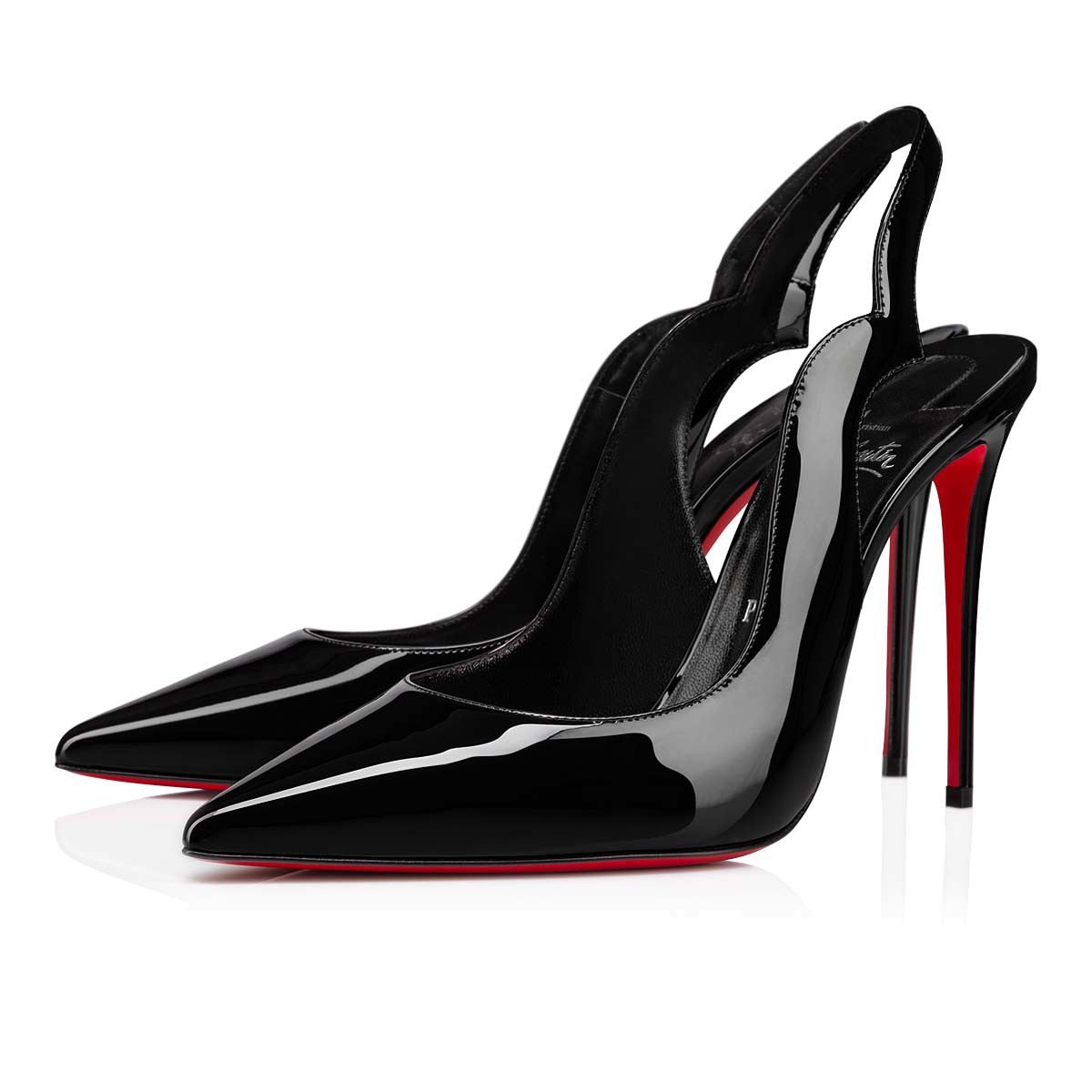 Hot Chick Sling 100 mm Patent Calf Leather Black