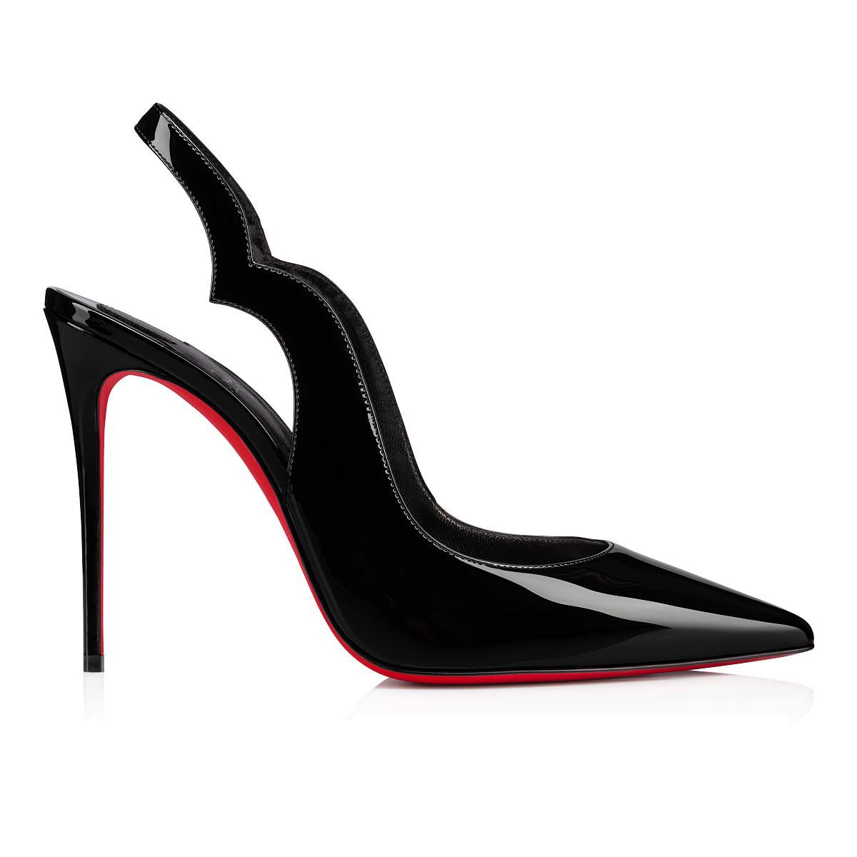 Hot Chick Sling 100 mm Patent Calf Leather Black