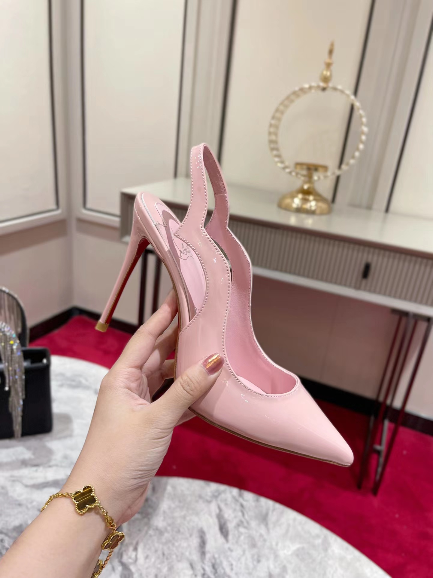 Hot Chick Sling 100 mm Pink Patent Leather