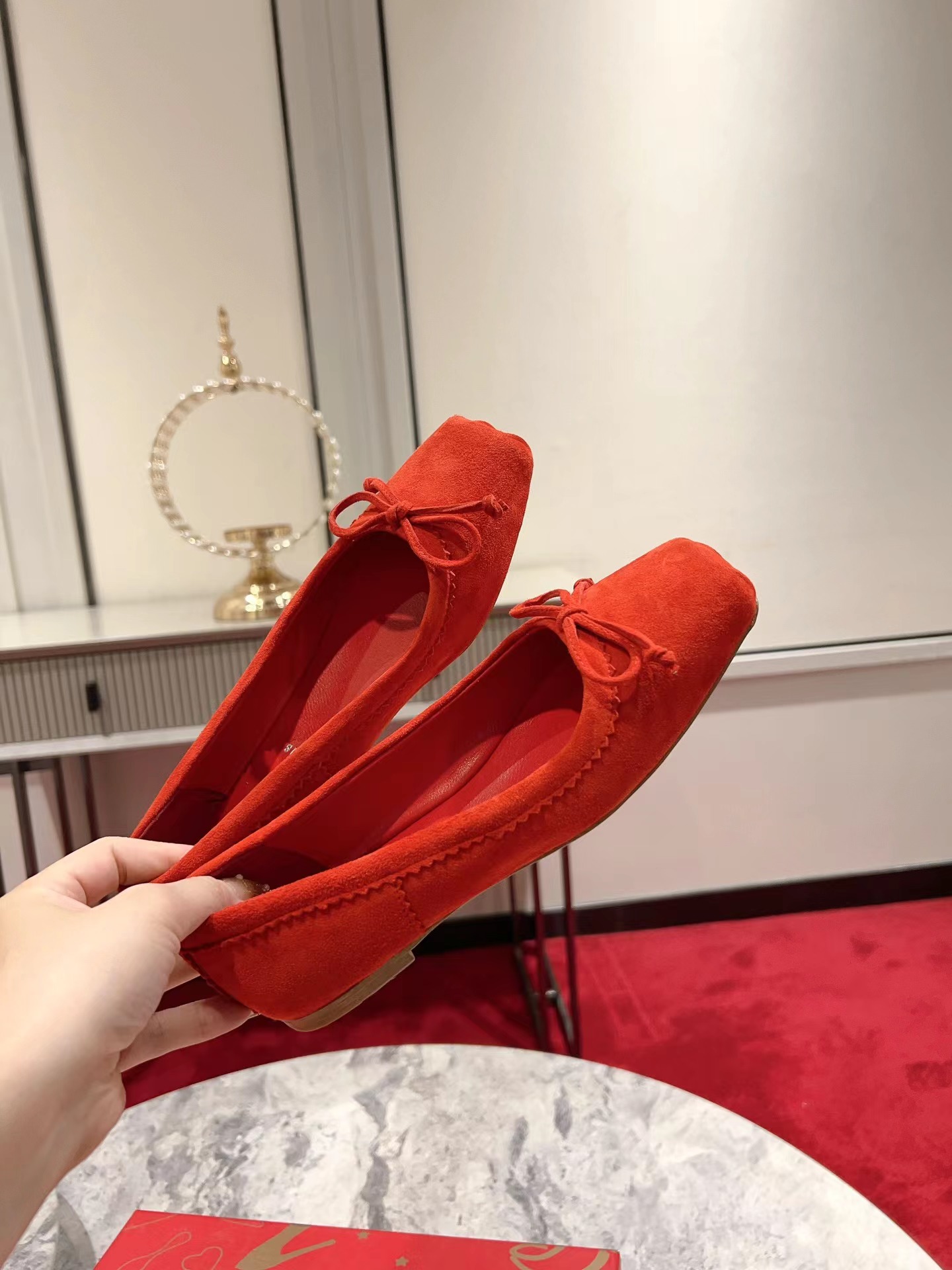 Mamadrague Ballerinas Veau Velours Red