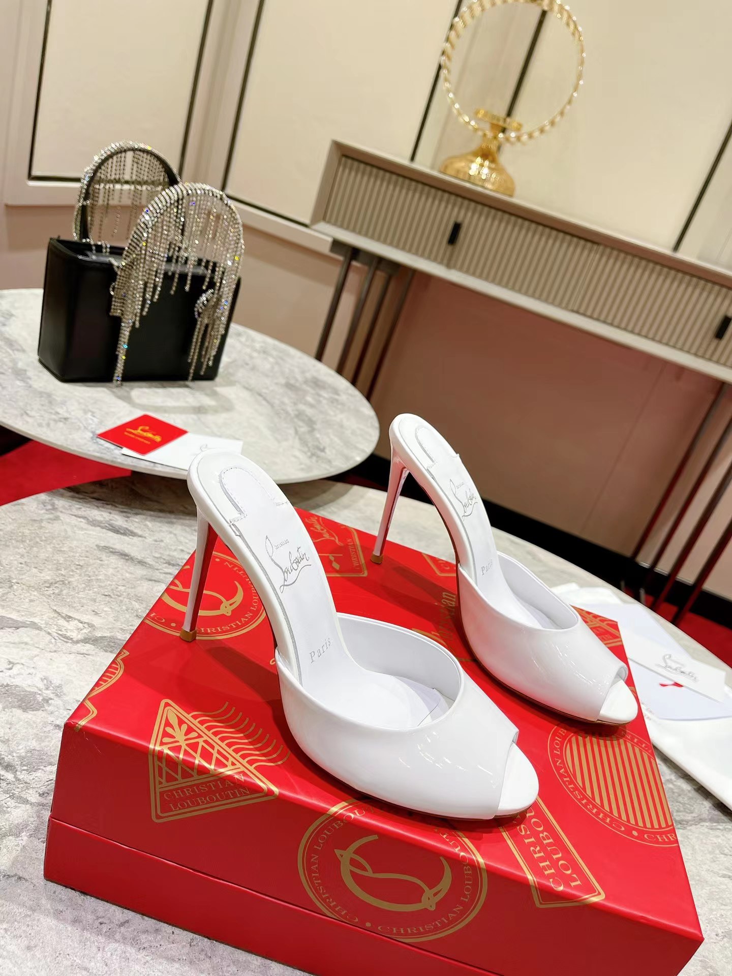 Me Dolly 100 mm Mules Patent Calf Bianco