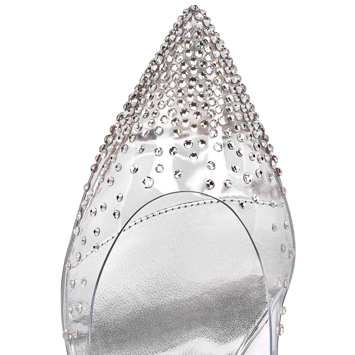 Degrastrass PVC 85 mm Glittered Calf Leather and Strass Silver Pumps