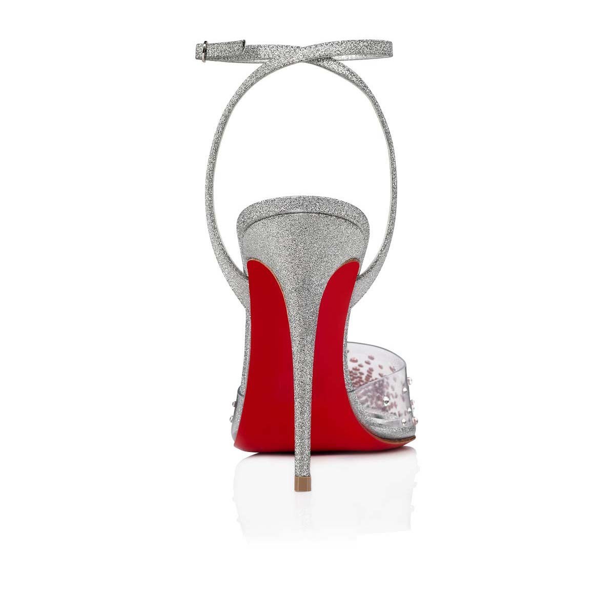 Spikaqueen 100 mm PVC Calf Leather and Strass Silver Pumps